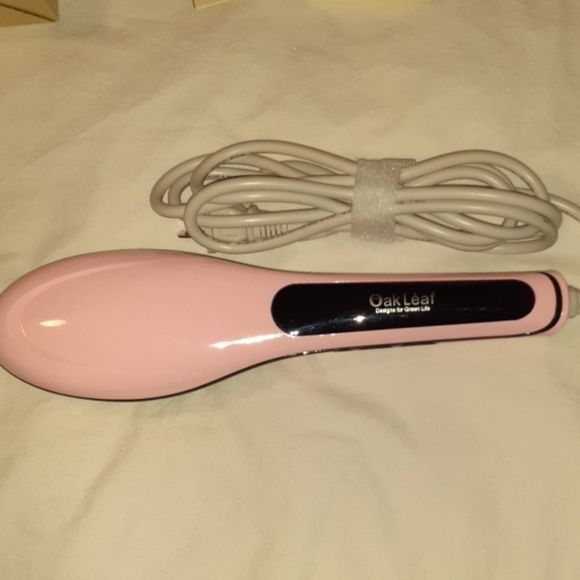 Oak Leaf‎ Hair Straightener Brush Iron in Box Pink - Picture 2 of 8